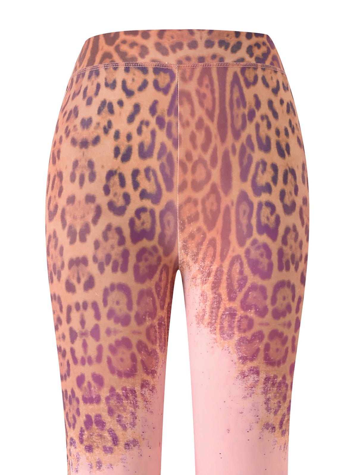 The BLARE TRACKPANT - PINK FADED PANTHERA by I.AM.GIA features a bold panthera print with a gradient blend of pink and beige tones, showcased from the back against a white background.