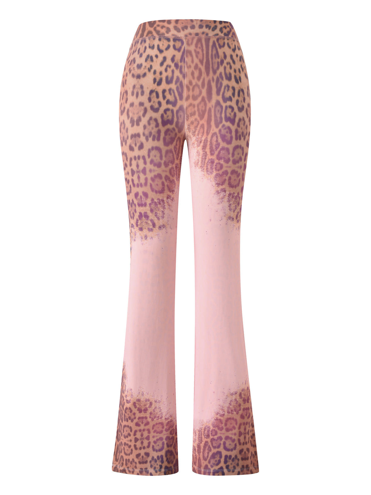 I.AM.GIA BLARE TRACKPANT - PINK FADED PANTHERA trackpants featuring flared legs and a faded leopard print pattern at the waist and hems.