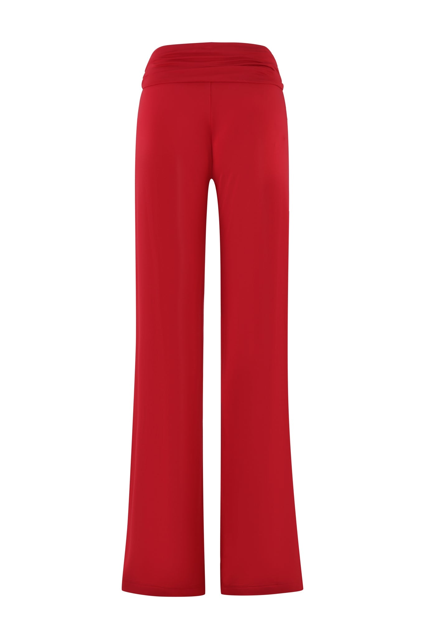 The ERIN PANT - RED by I.AM.GIA is a pair of red wide-leg pants with a pull-on construction and high-waisted design, shown against a plain white background.