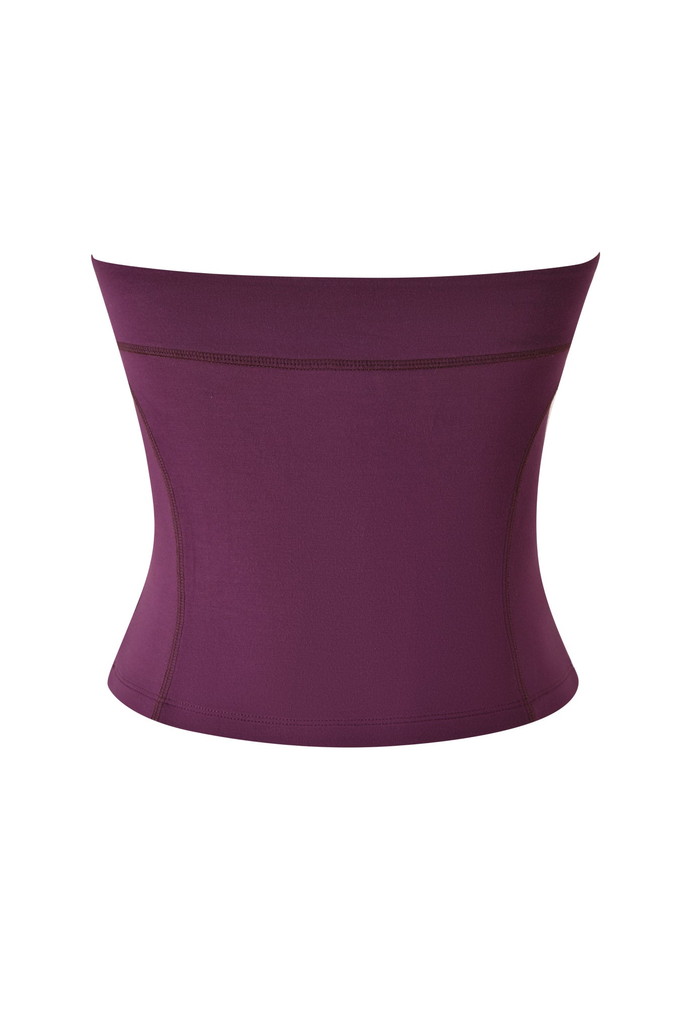 A maroon waist trainer garment, shown from the back with visible stitching and a smooth, fitted design on a white background—ideal for layering under your favorite I.AM.GIA BLARE BOOB TUBE in plum.