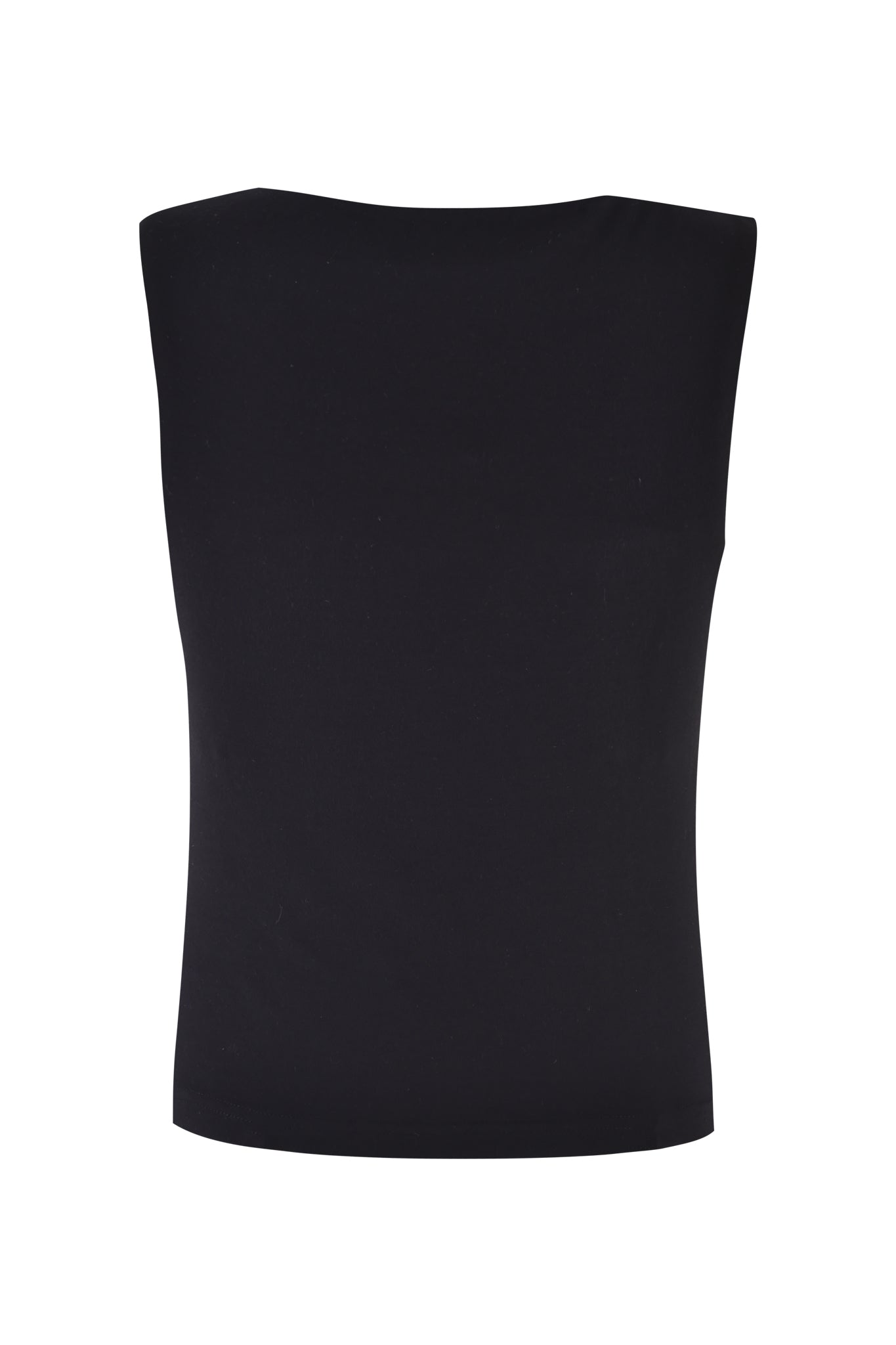 The NOVENA TOP - BLACK by I.AM.GIA is a plain, fitted tank with a straight neckline, crafted from smooth bamboo jersey. Shown on a white background, it features no patterns or embellishments.