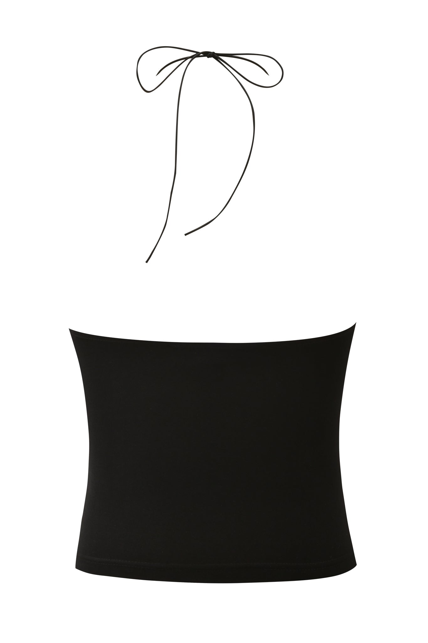 The FENNICK TOP - BLACK by I.AM.GIA is a strapless, bodycon boob tube with a thin halter neck tie, shown against a plain white background.