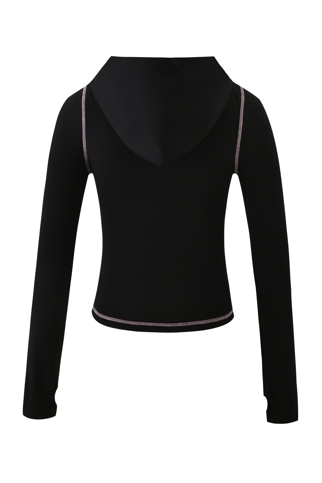 The I.AM.GIA FAFI BLARE HOODIE - BLACK features a fitted, cropped design with light seam stitching and subtle diamanté detailing for sparkle, shown from the back on a plain white background.