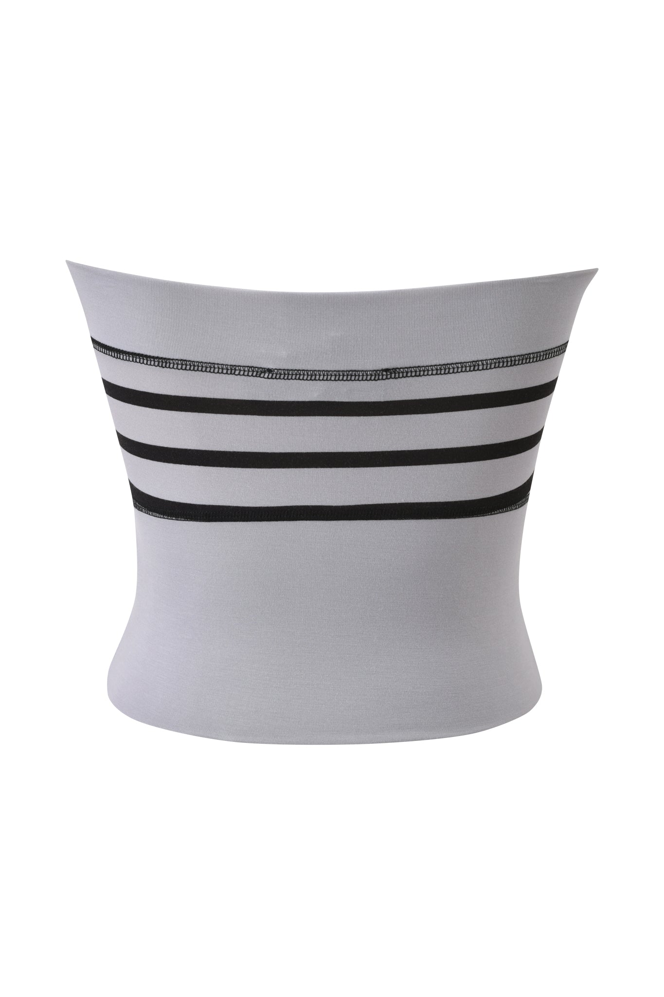 The I.AM.GIA BLARE ZIP BOOB TUBE in grey features a bodycon fit and four bold black stripes across the middle, shown against a white background.