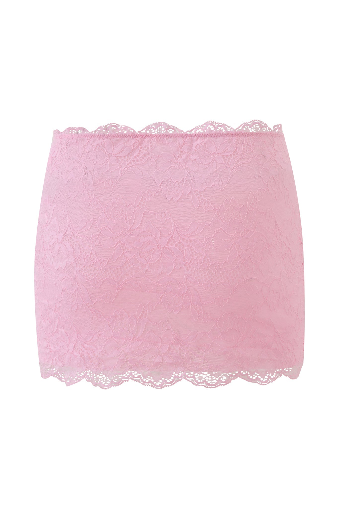 Pair the I.AM.GIA SALLI LACE MINI SKIRT in baby pink with a light pink lace bandeau for a soft, feminine look—ideal for sunny days as stylish swim coverup or chic summer outfit.