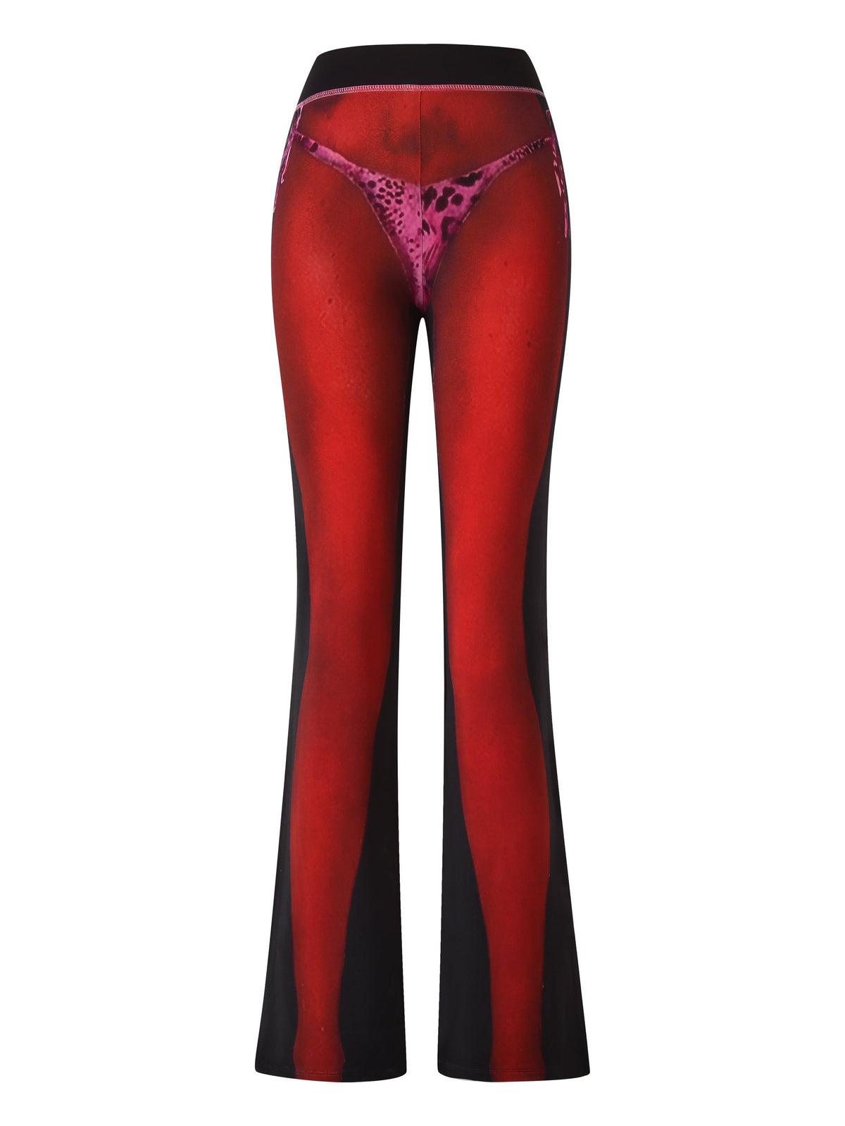 The T-REX SPRAY BODY BLARE TRACKPANT - BLACK by I.AM.GIA features a high waist and a bold trompe-l’oeil print, perfect for standout airport looks and an eye-catching optical illusion effect.