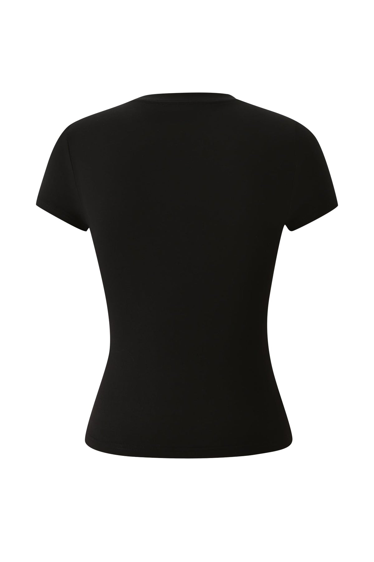Back view of a plain black I.AM.GIA YVL T-SHIRT - BLACK MONOGRAM short-sleeved t-shirt.