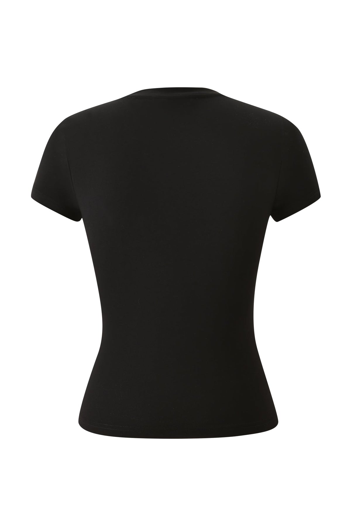 Back view of a black YVL T-SHIRT - BLACK GIA short-sleeved t-shirt.