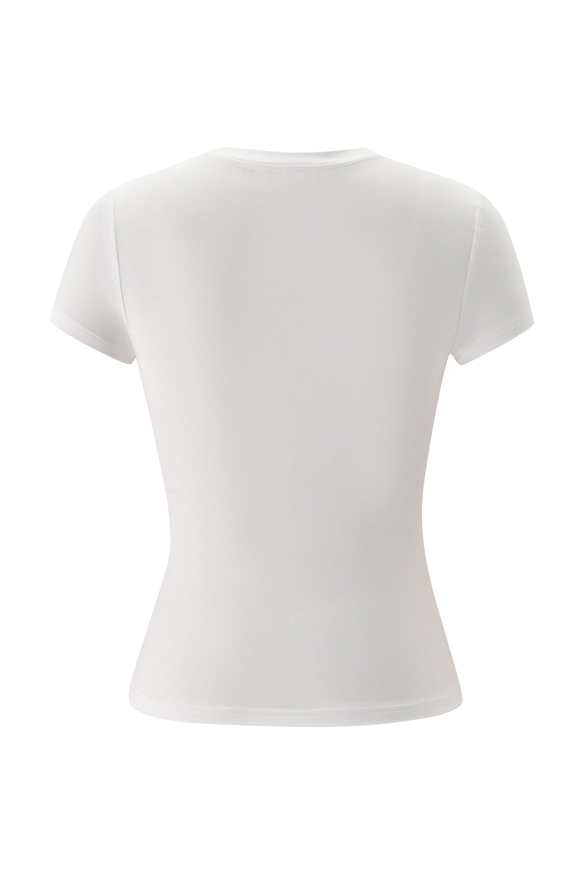 Back view of a plain white YVL T-SHIRT - WHITE GIA short-sleeved T-shirt.