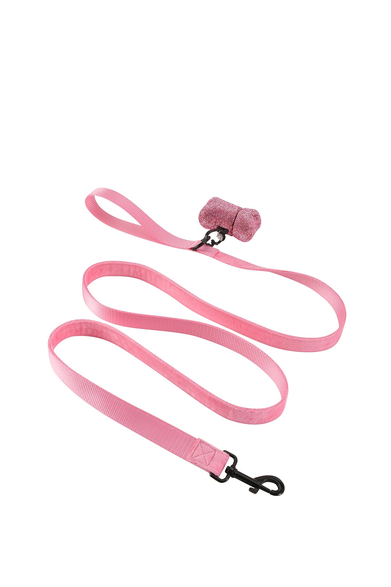 The I.AM.GIA STAR PAWFECT 3-PIECE SET in Baby Pink features a leash with loop handle, metal clip, and matching rhinestone dispenser—perfect for coordinating with your favorite pink harness.