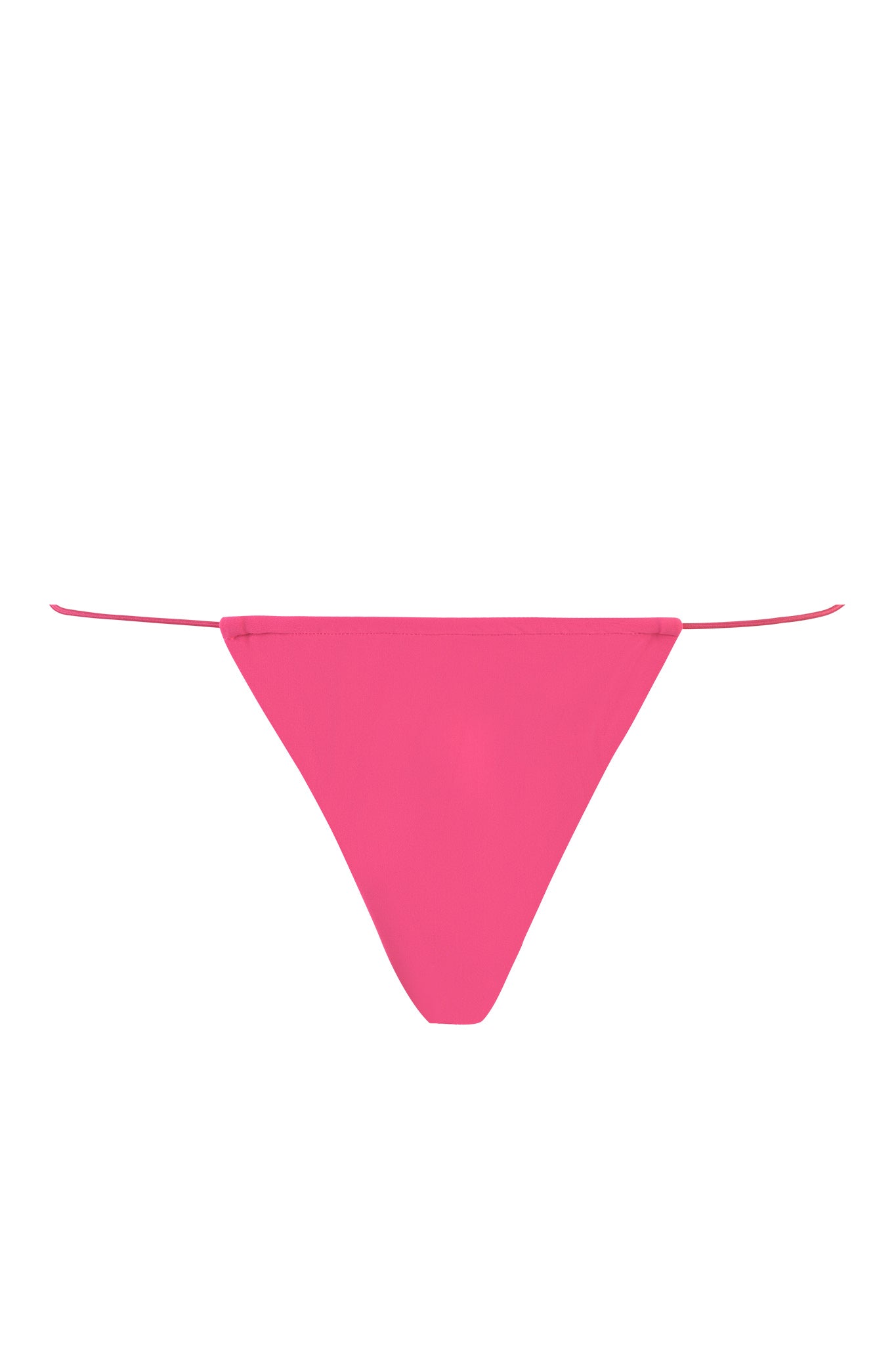 Image of the BAMBI BIKINI BOTTOM - HOT PINK from I.AM.GIA with a minimalistic design. The bikini bottom features a triangle shape with thin strings on the sides for tying. The material appears smooth, and the design is simple and elegant.