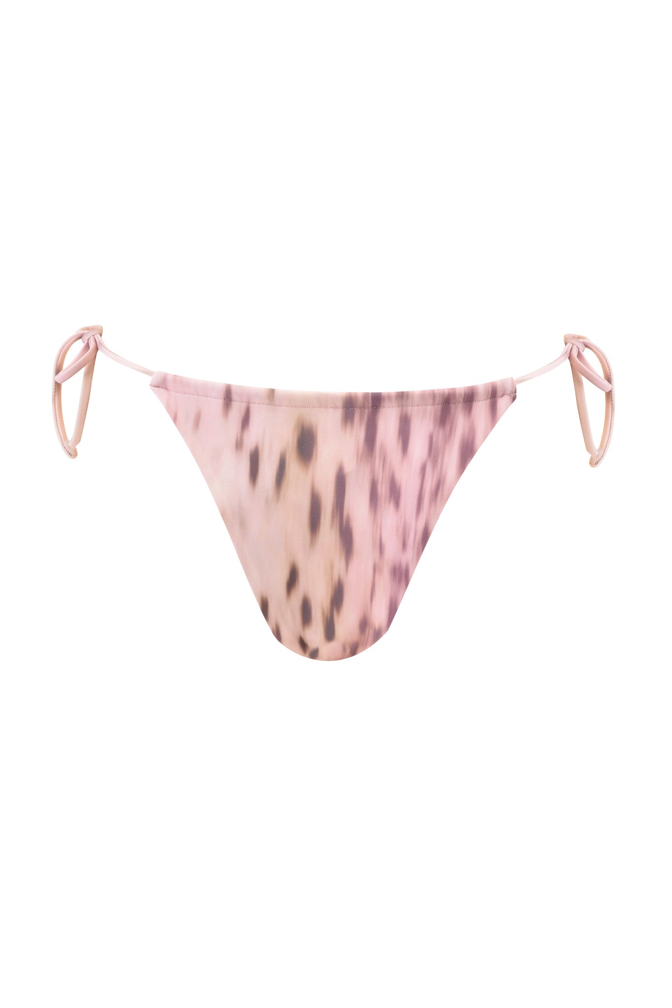 The NIKYTA BIKINI BOTTOM - BLURRED CHEETAH by I.AM.GIA features a pink cheetah print with subtle animal patterns and side ties, embodying the brand’s signature swimwear style.
