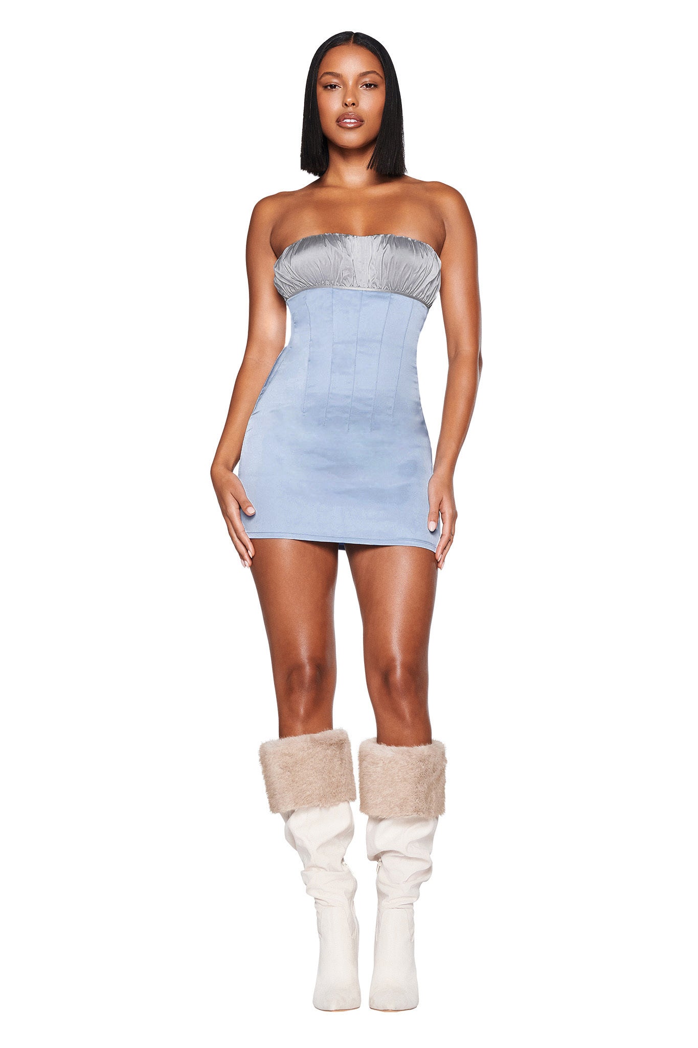 GLACIA MINI DRESS - BLUE GLACIA MINI DRESS - BLUE