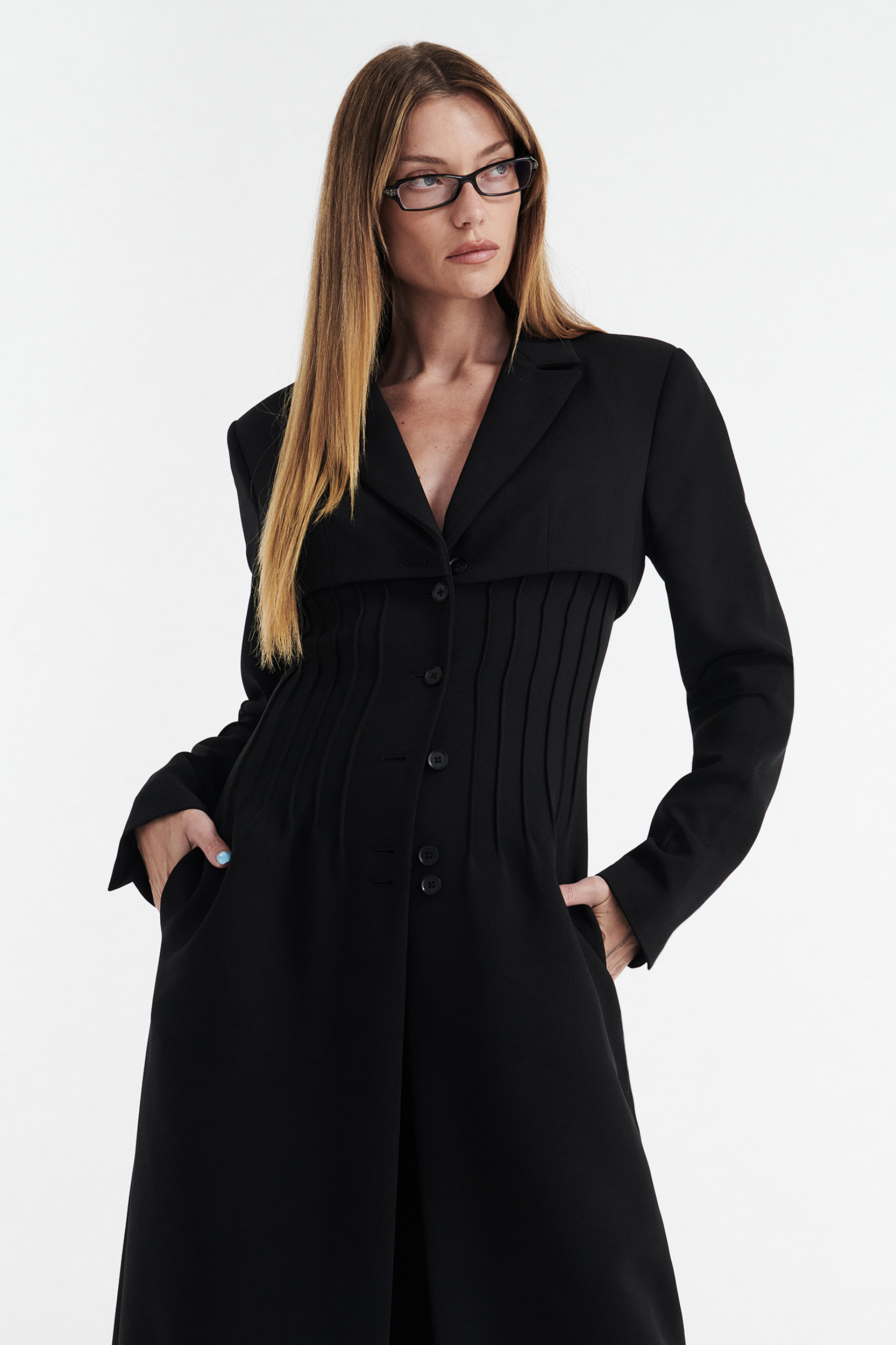 Celine Button Up Trench Coat in Black