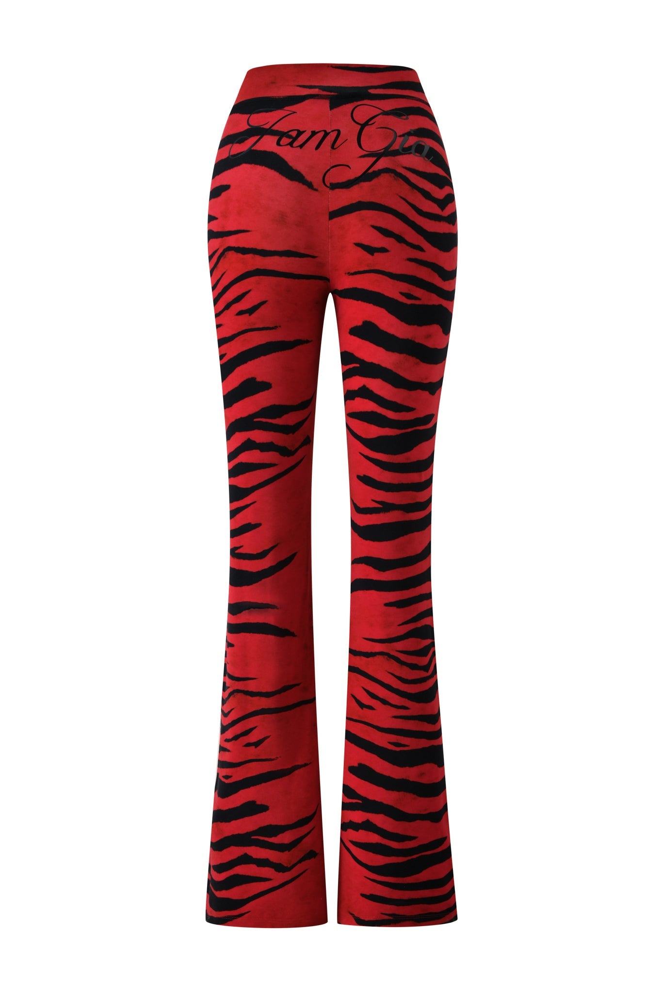 With their red and black zebra print and “I.AM.GIA” emblazoned in cursive across the waistband, the BLARE TRACKPANT - RED WILD SIDE by I.AM.GIA makes a bold statement, especially when shown from the back.