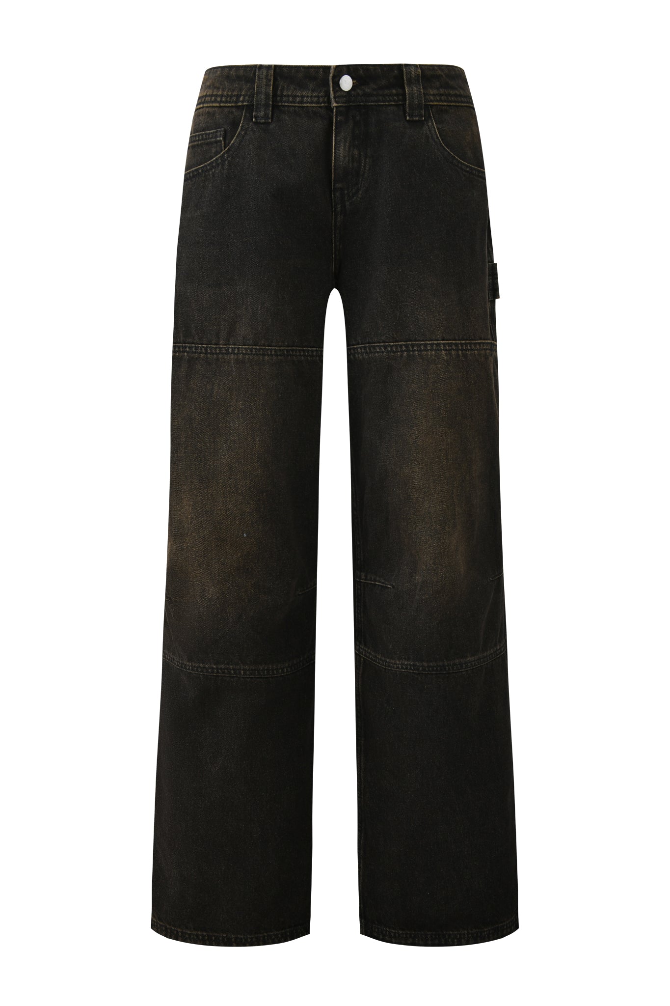 The I.AM.GIA MISTY JEAN - BLACK features black denim in a trendy wide-leg, baggy fit with visible seam details and front pockets, shown against a white background.