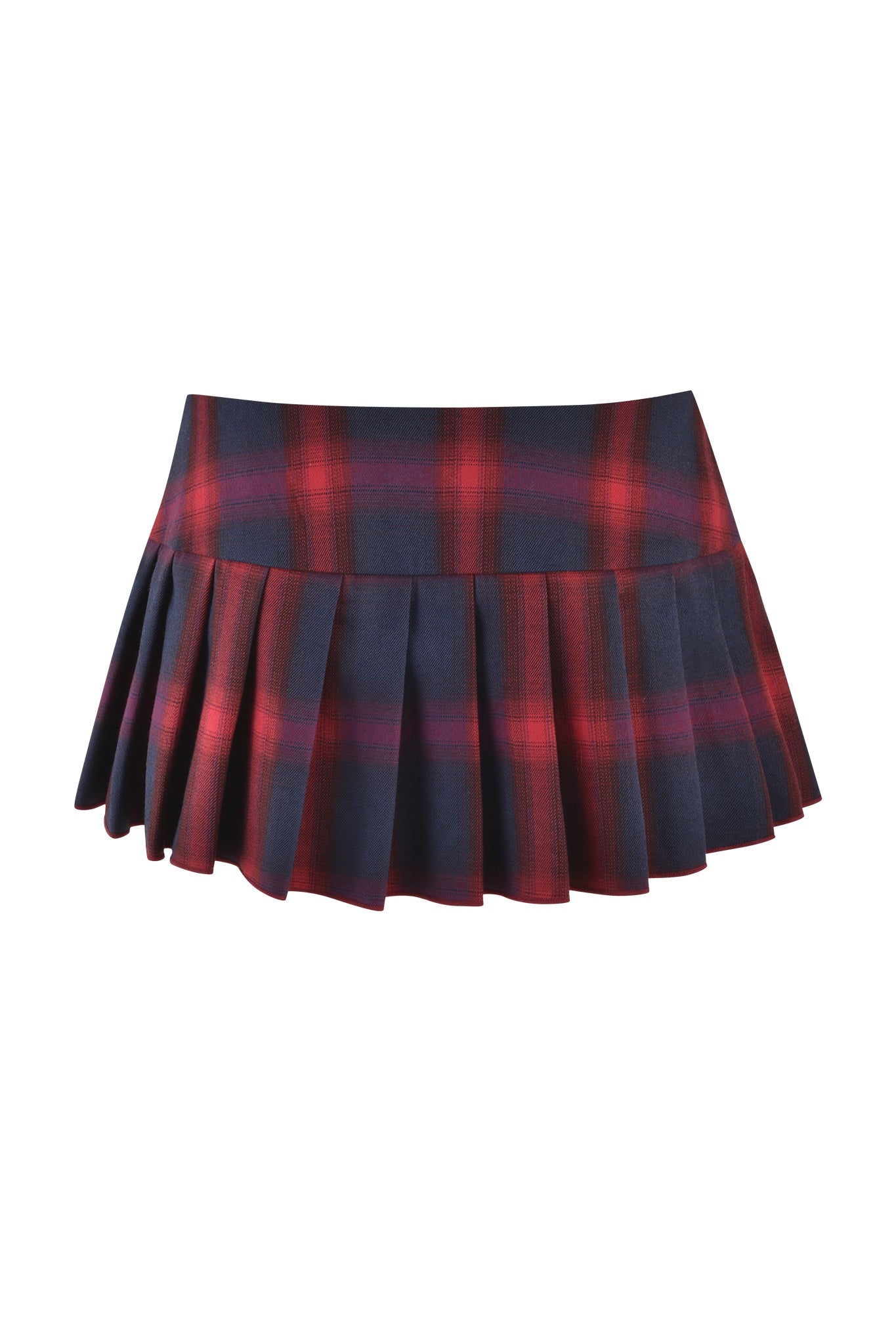 The REMINI MINI SKORT 3.0 by I.AM.GIA, in red plaid check, features vertical and horizontal stripes for a classic look. Its low-rise waist adds a modern touch, and the slightly flared hem provides a playful finish.
