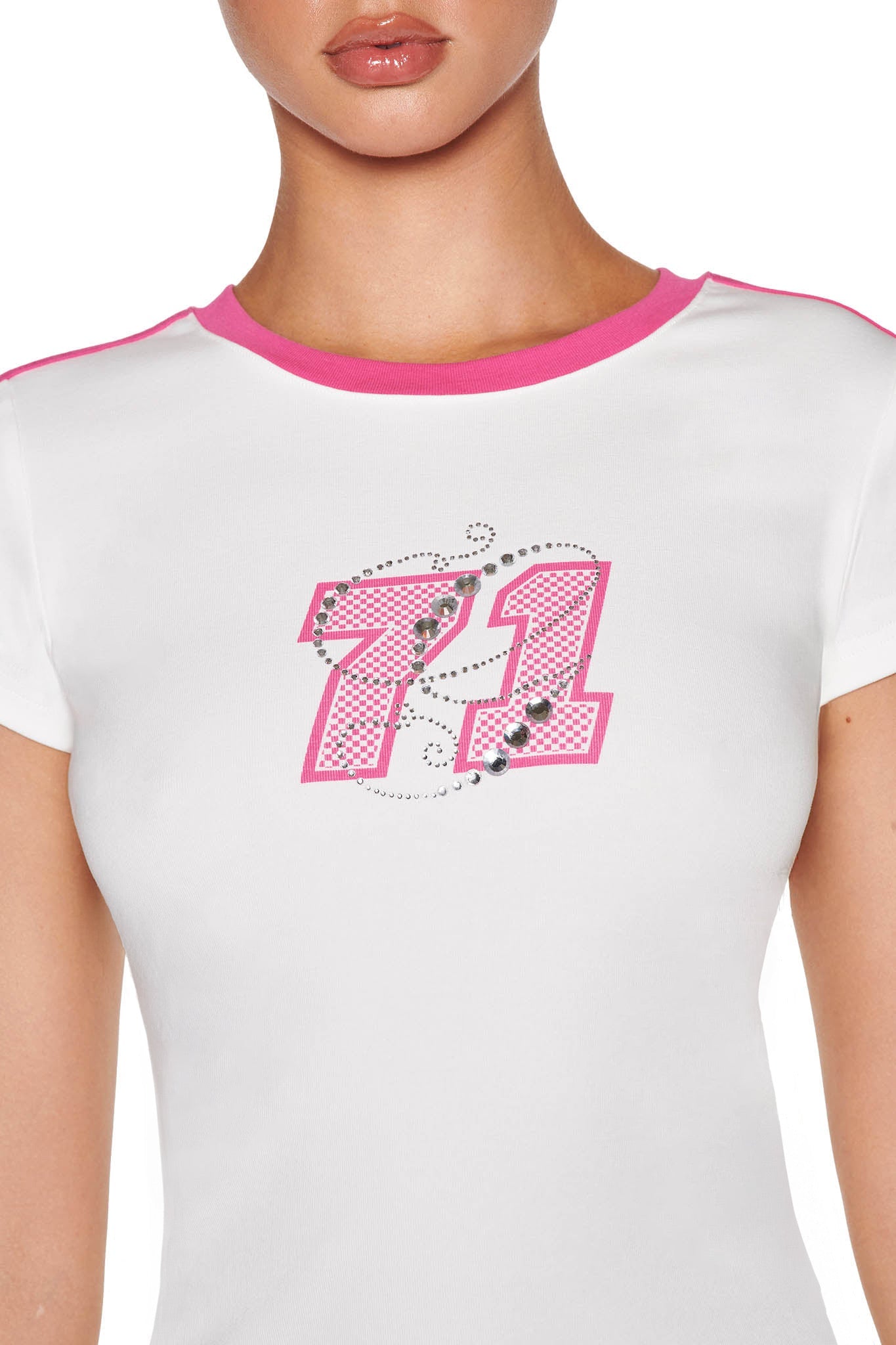 JENNIE TOP - WHITE : HOT PINK