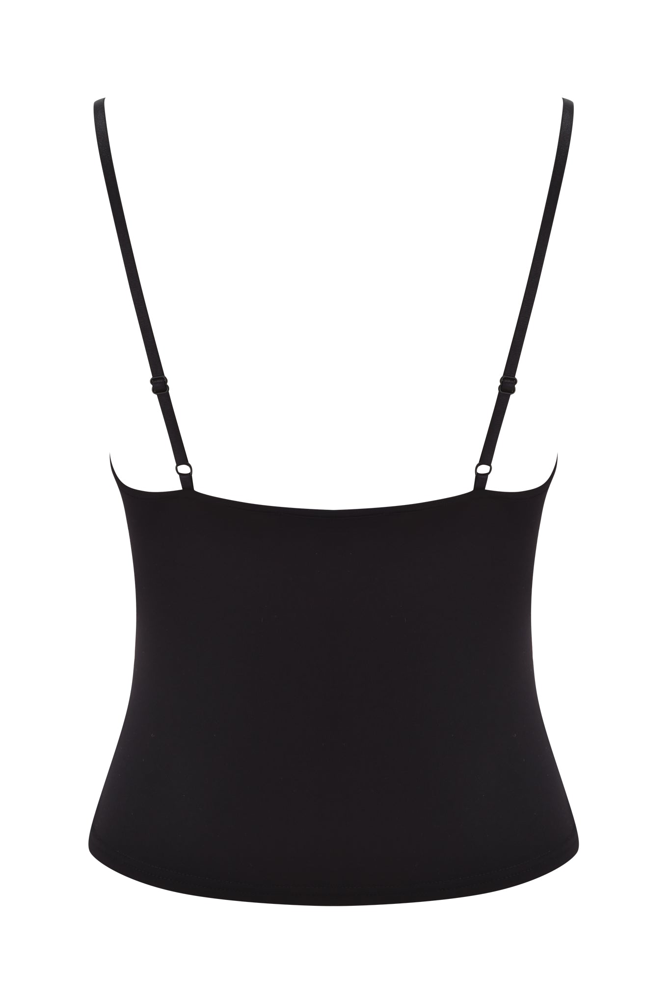 The ADELLA TOP - FUCHSIA by I.AM.GIA is shown from the back, featuring adjustable spaghetti straps and a fitted, seamless design against a plain white background.