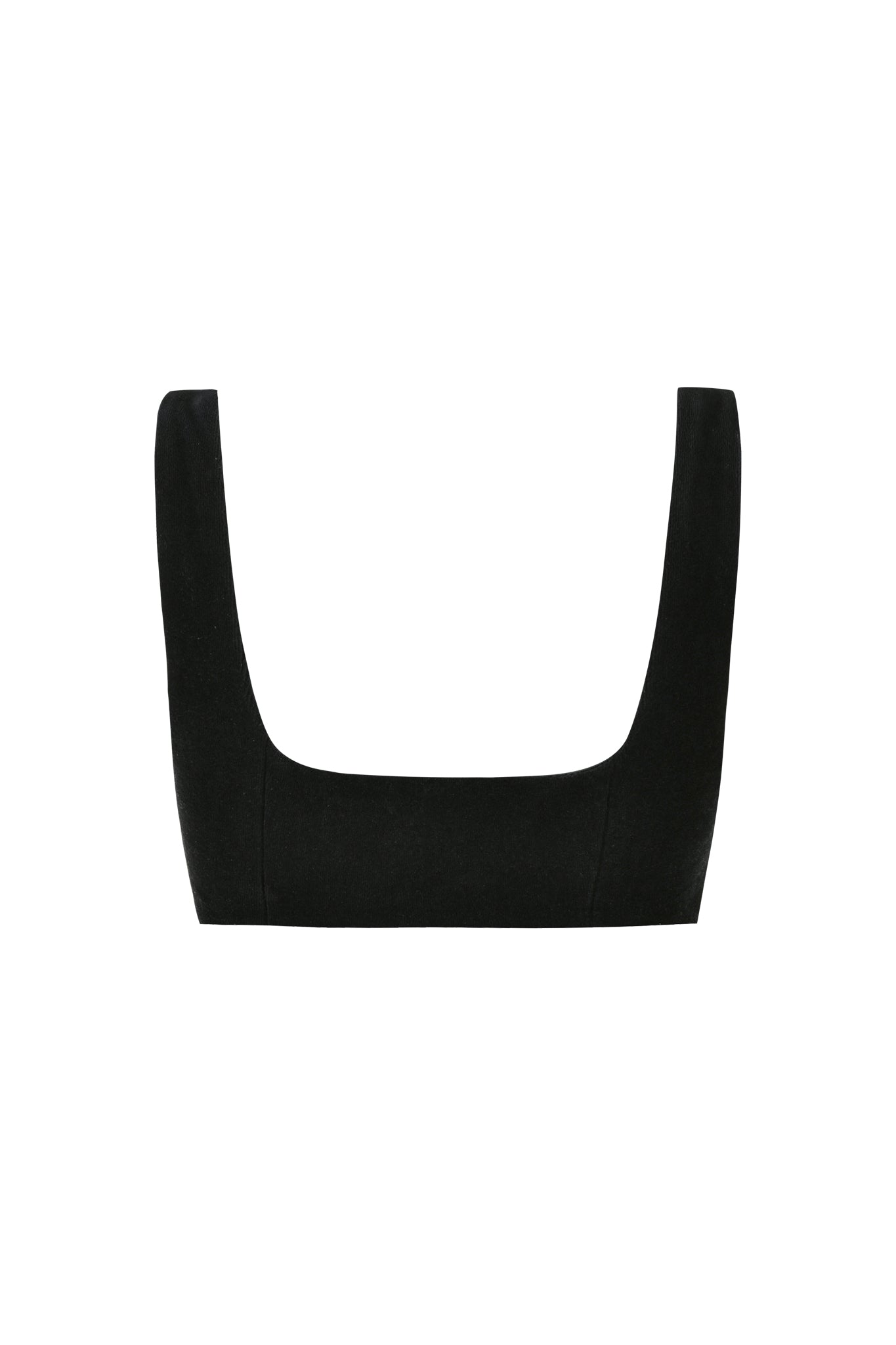 The LAURA CROP TOP in black by I.AM.GIA is a bralette-style cropped tank top featuring a square neckline and wide shoulder straps, displayed against a white background.