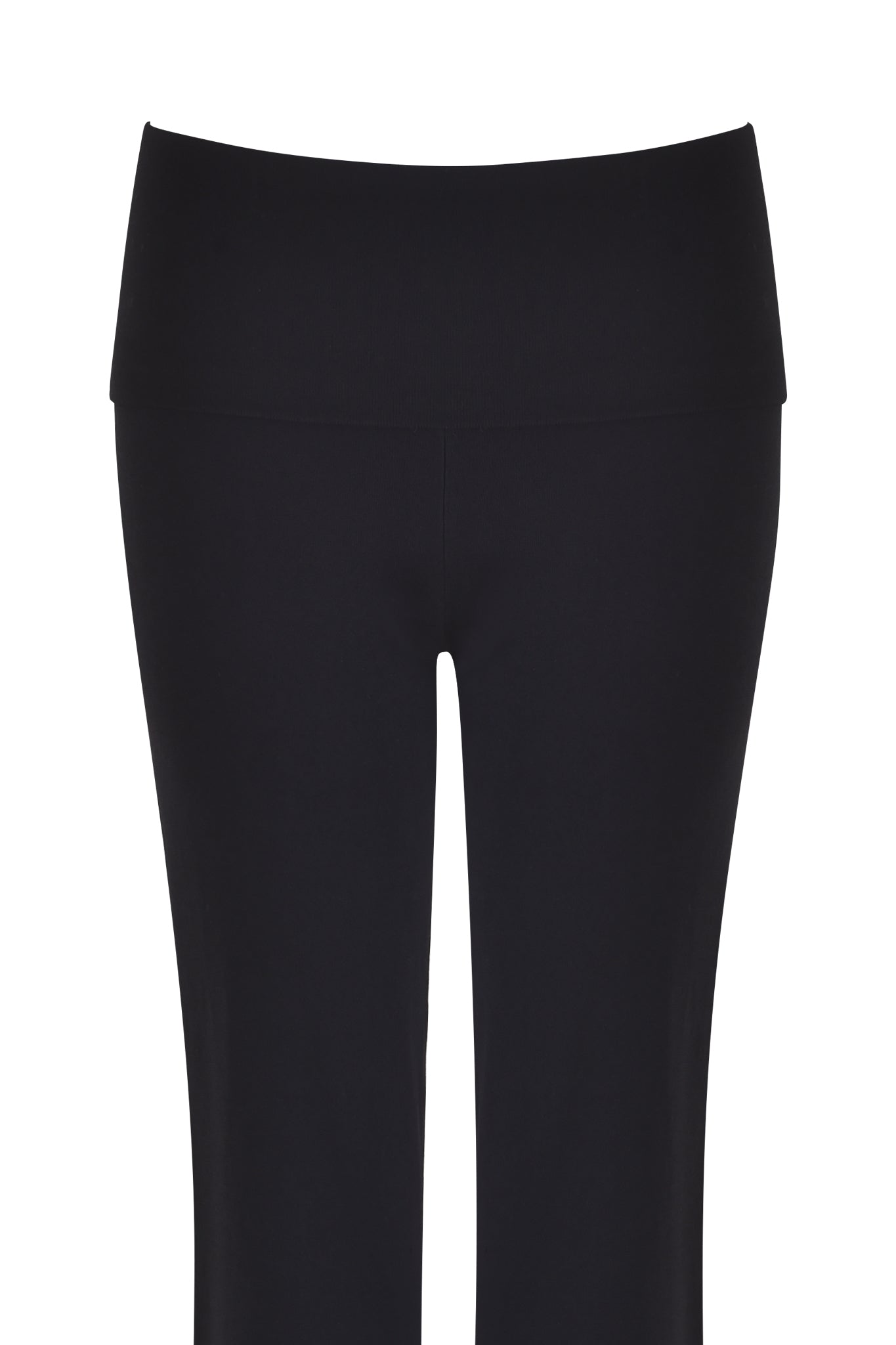 The I.AM.GIA Audrina Pant 2.0 in black, displayed on a white background, features a high foldover waistband with a slim, straight leg cut.