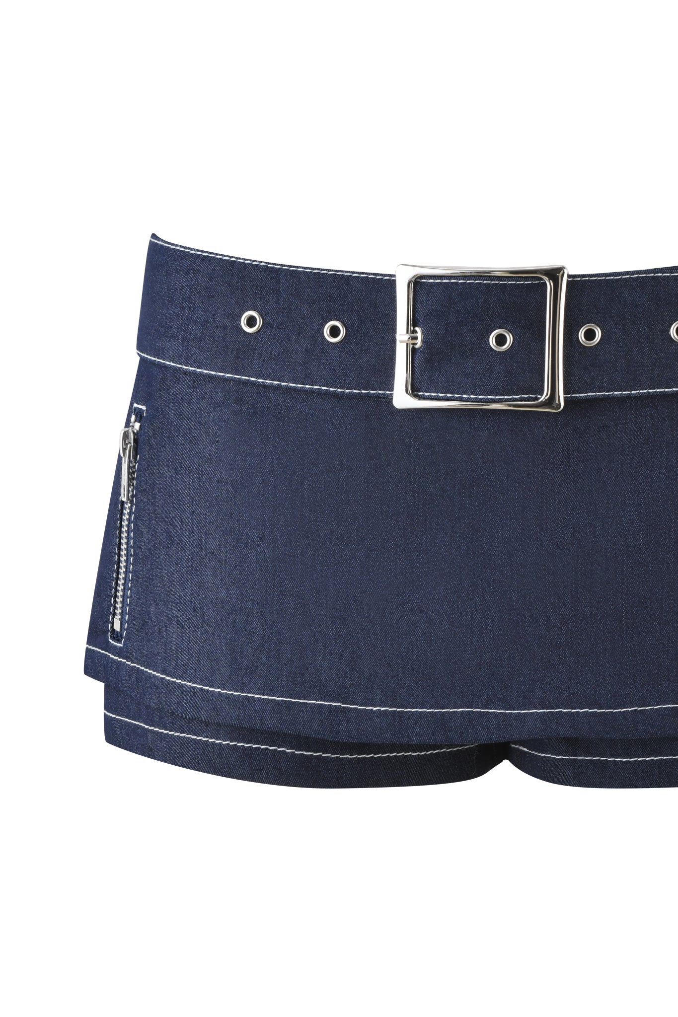 MARRION DENIM SKORT - BLUE : DARK BLUE DENIM