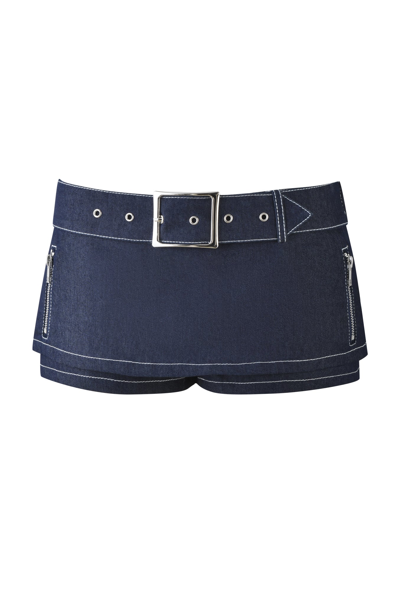 MARRION DENIM SKORT - BLUE : DARK BLUE DENIM