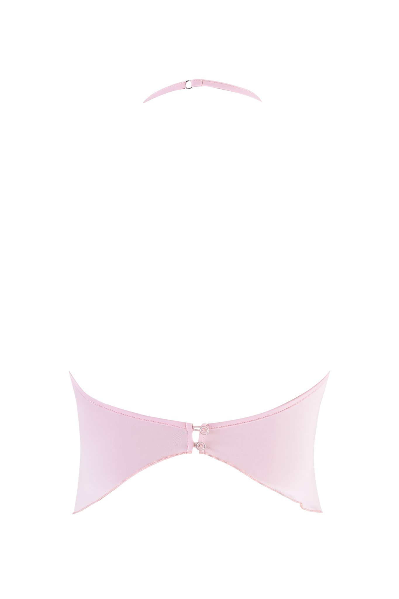 The SORREL TOP - PINK by I.AM.GIA is a light baby pink, strapless bandeau with a halter strap and front clasp, offering a body-con fit and shown against a plain light background.