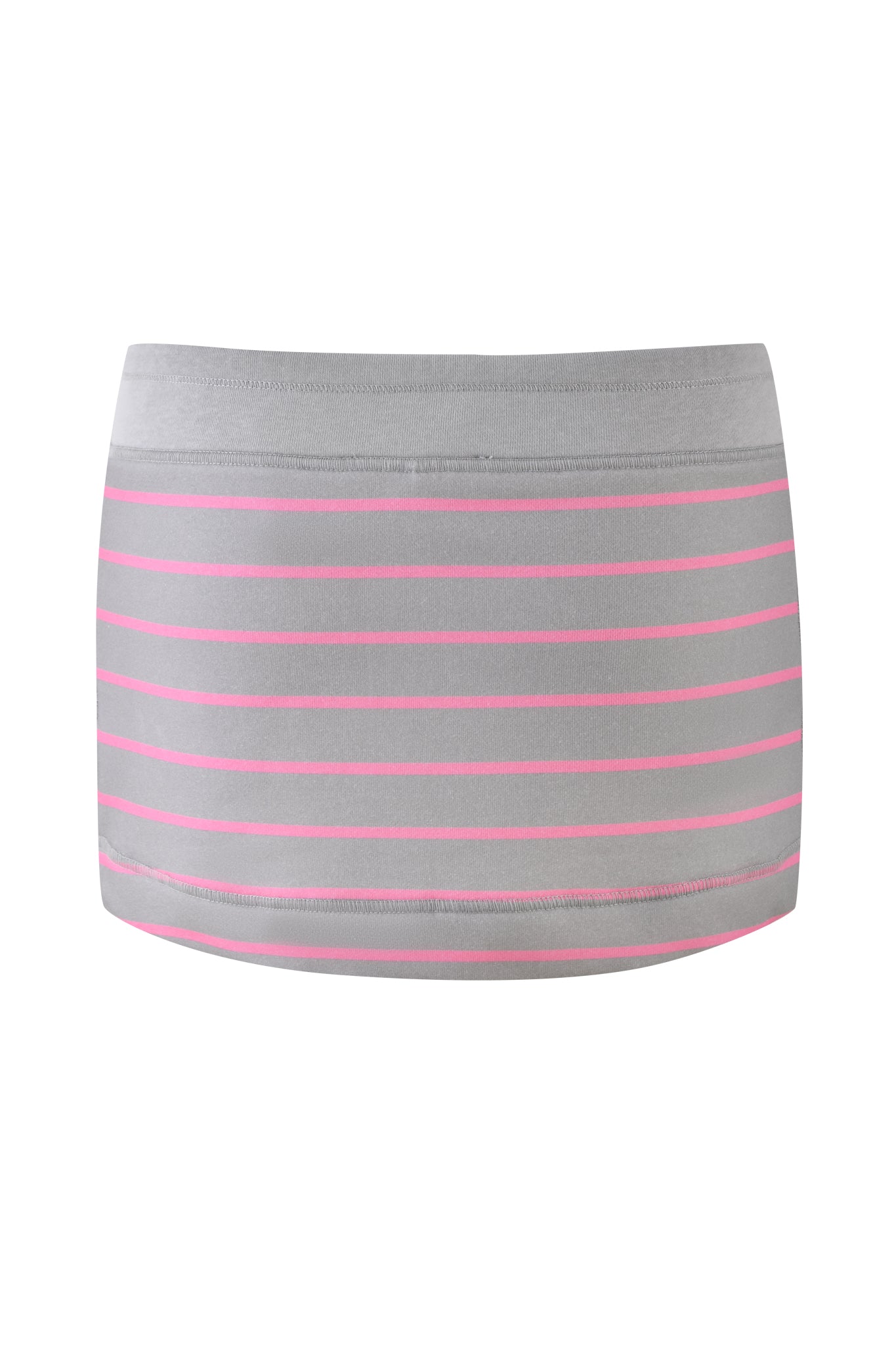 The I.AM.GIA EZORA SKORT 2.0 - GREY : PINK features a low-rise waistline, with gray and horizontal pink stripes for a modern twist.