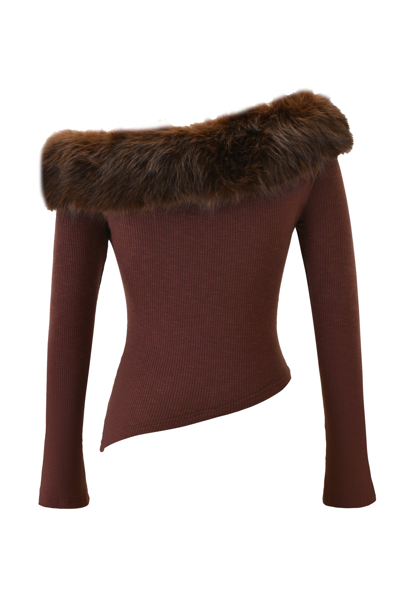 美品*LIVIANA CONTI イタリア■ジレ風ロングストールファー■ブラウン CECILY TOP - BROWN