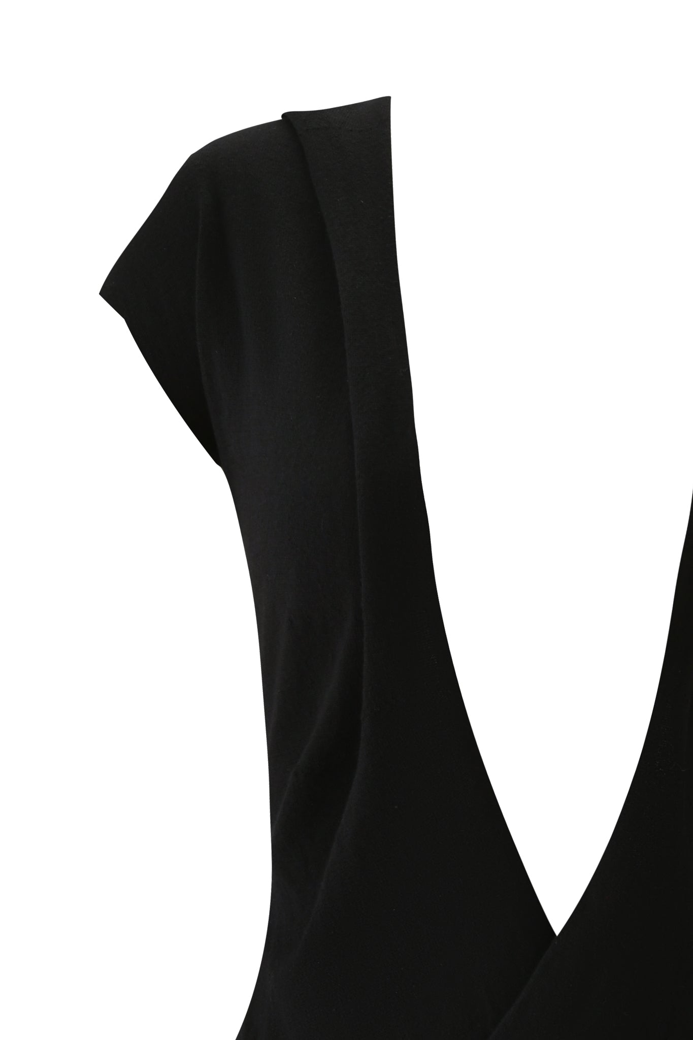 Close-up of the NIMA PLAYSUIT in black by I.AM.GIA, featuring a sleeveless design with a plunging neckline and structured shoulders, shown against a white background.