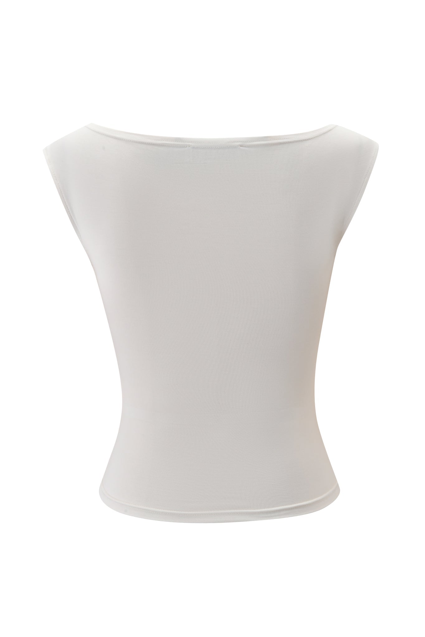 The I.AM.GIA ASHA TOP - CREAM is a sleeveless, bodycon-fitted top displayed from the back on a plain white background.