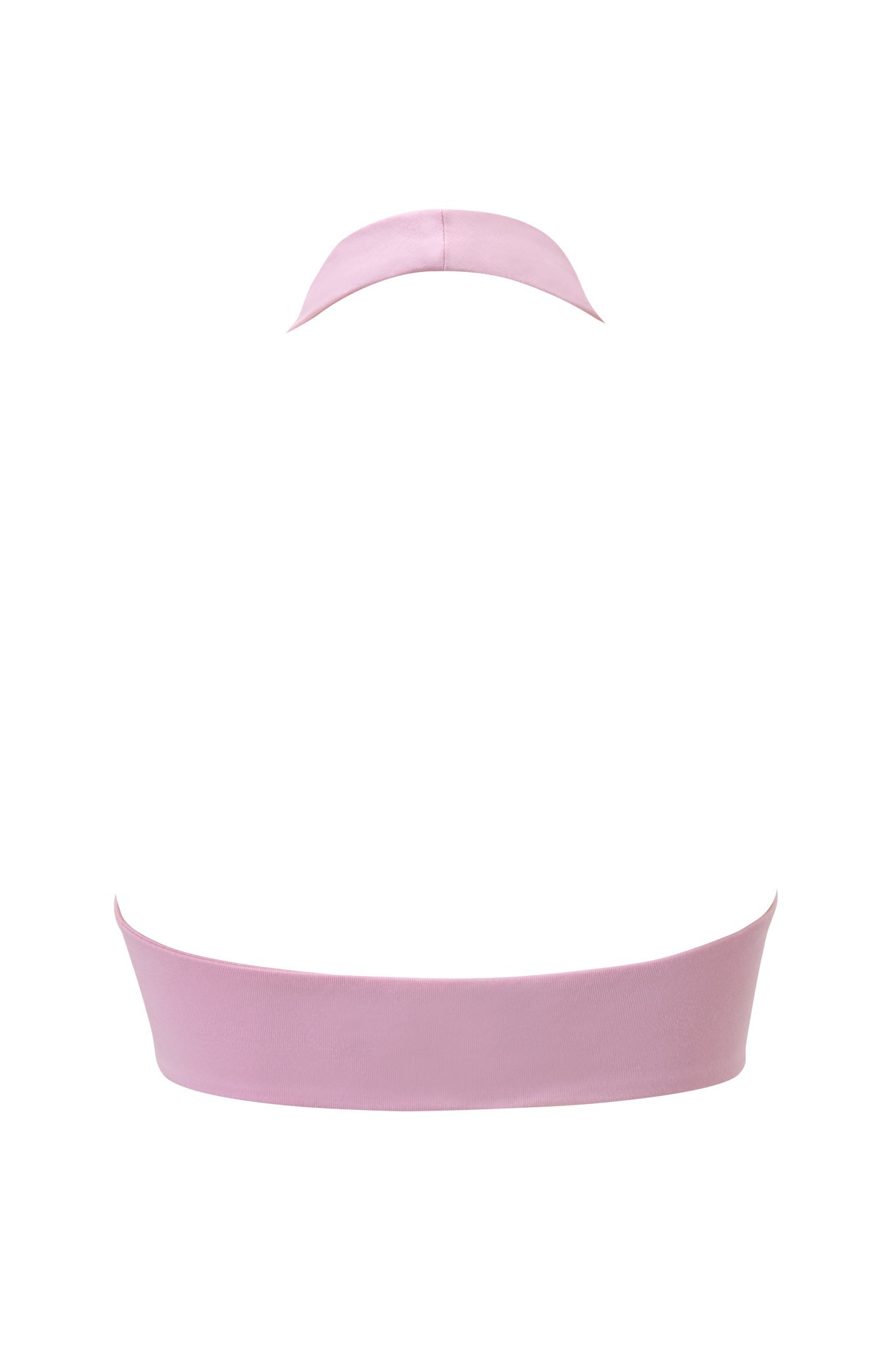 A minimal image features a light pink headband and a matching wide choker-style neckband, styled to pair with the I.AM.GIA BLARE HALTER CROP TOP in baby pink and white, both isolated on a plain white background.