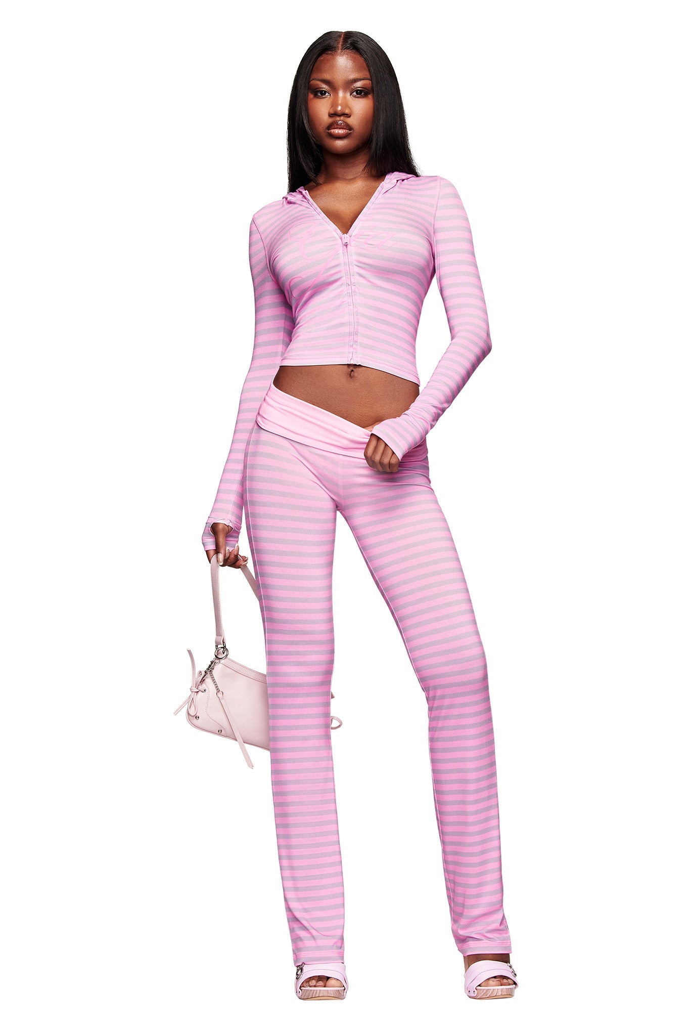BLARE HOODIE - LIGHT PINK STRIPE