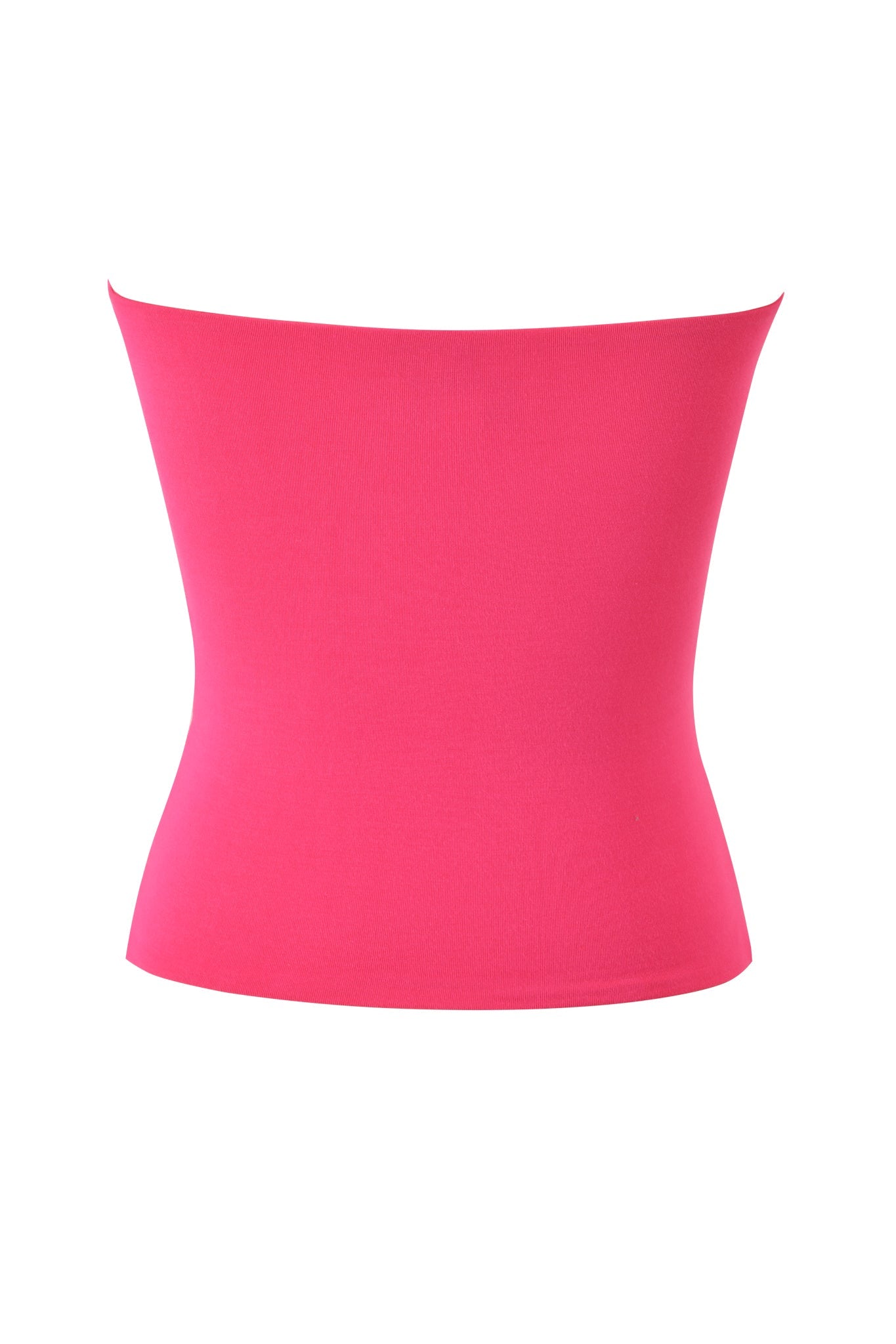 The NESSY BOOB TUBE - WORSHIP ME by I.AM.GIA is a hot pink, seamless, bodycon bandeau featuring stretchy, form-fitting fabric, shown against a white background.
