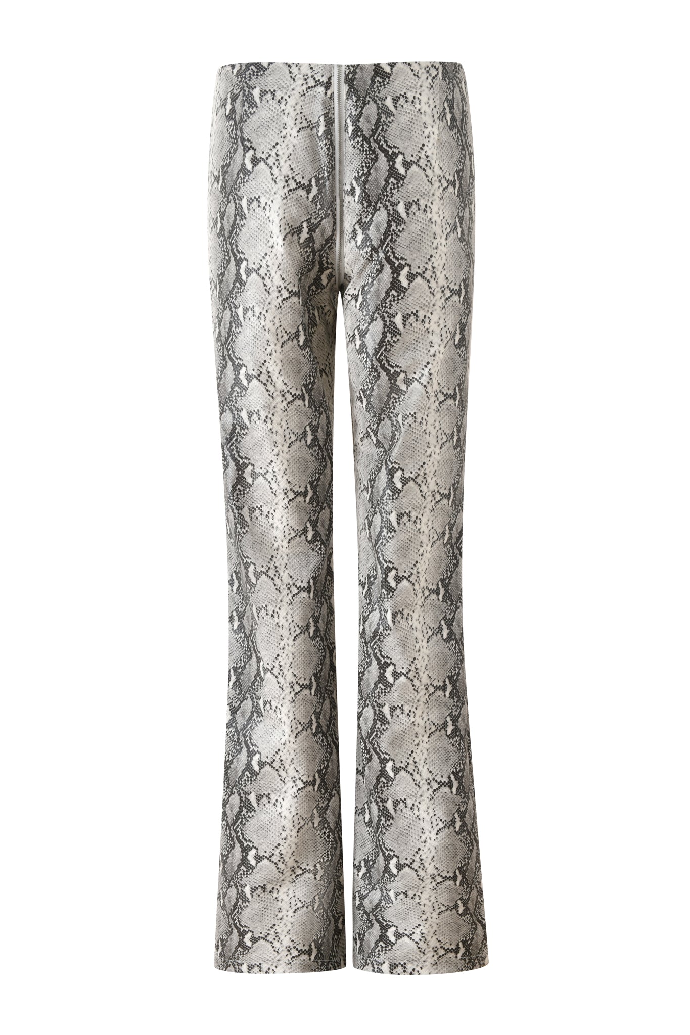 The HENDRIX 2.0 PANT in Cream Snake by I.AM.GIA features a faux python leather finish and a straight-cut, slightly flared leg—shown front-facing against a white background, these statement pants are perfect for a night out.