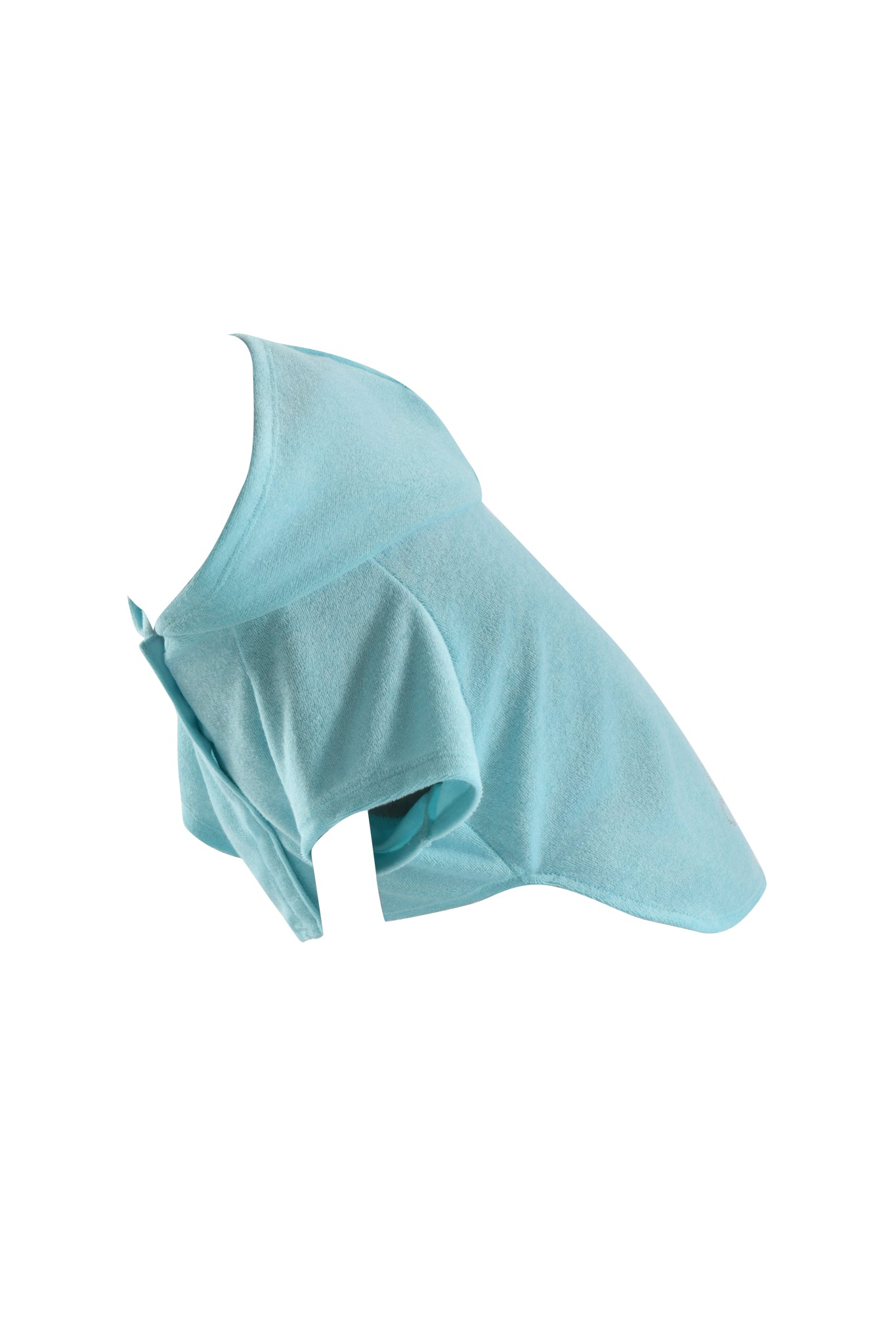 The I.AM.GIA HONEY DOG HOODIE in baby blue is displayed from the side against a white background, featuring a hood, leg openings, and a neatly folded collar.