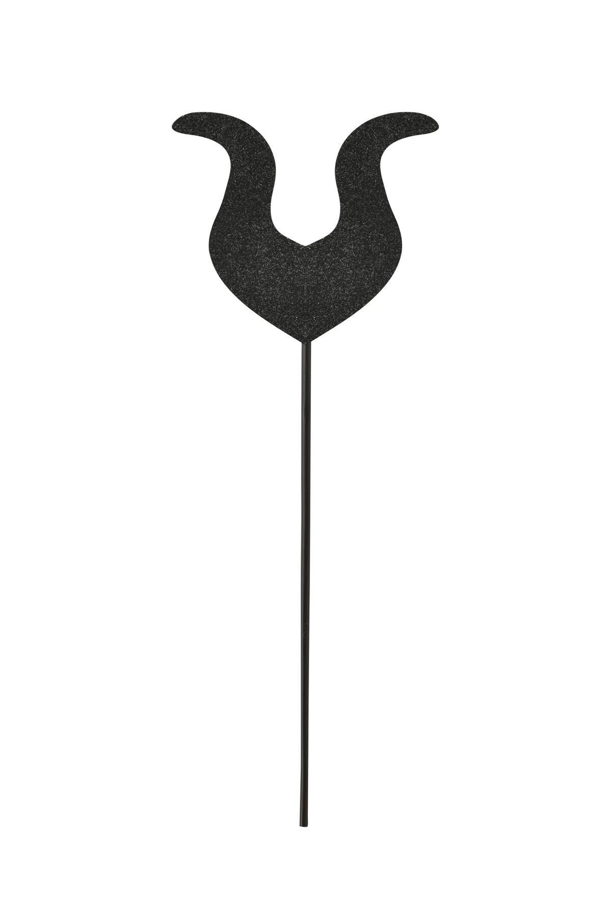A black headpiece with stylized, curved horn-like cutouts from the KIARA DARK ANGEL WINGS SET by I.AM.GIA is displayed against a white background.