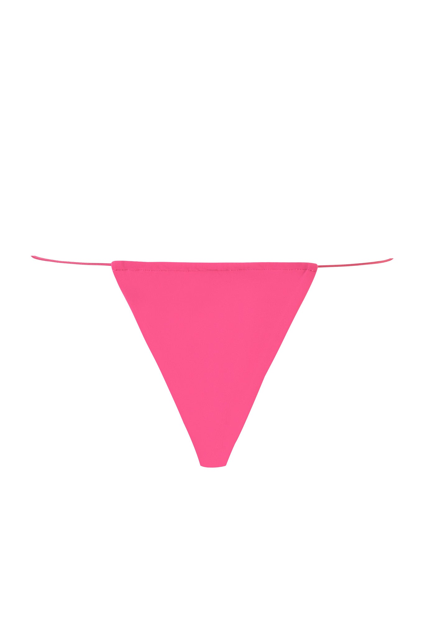 A vibrant hot pink BAMBI BIKINI BOTTOM from I.AM.GIA, featuring a triangle design and thin side strings. The bikini bottom boasts a sleek, minimalistic style and is showcased against a plain white background.