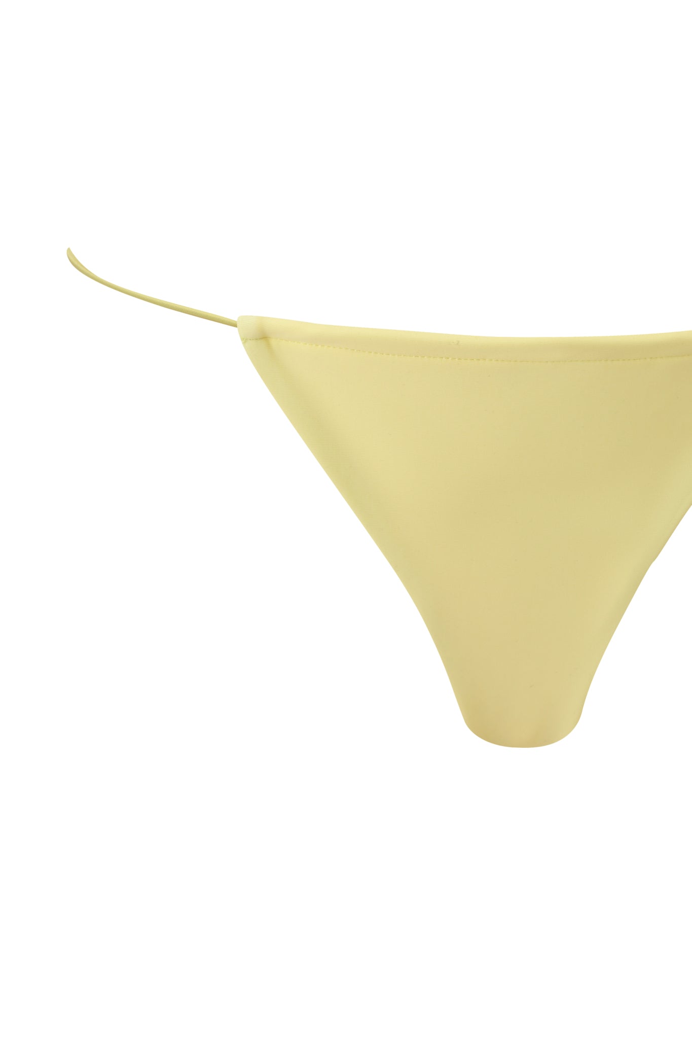The I.AM.GIA BAMBI BIKINI BOTTOM - YELLOW features a minimalist design with thin side ties, shown here in pale yellow against a plain white background.