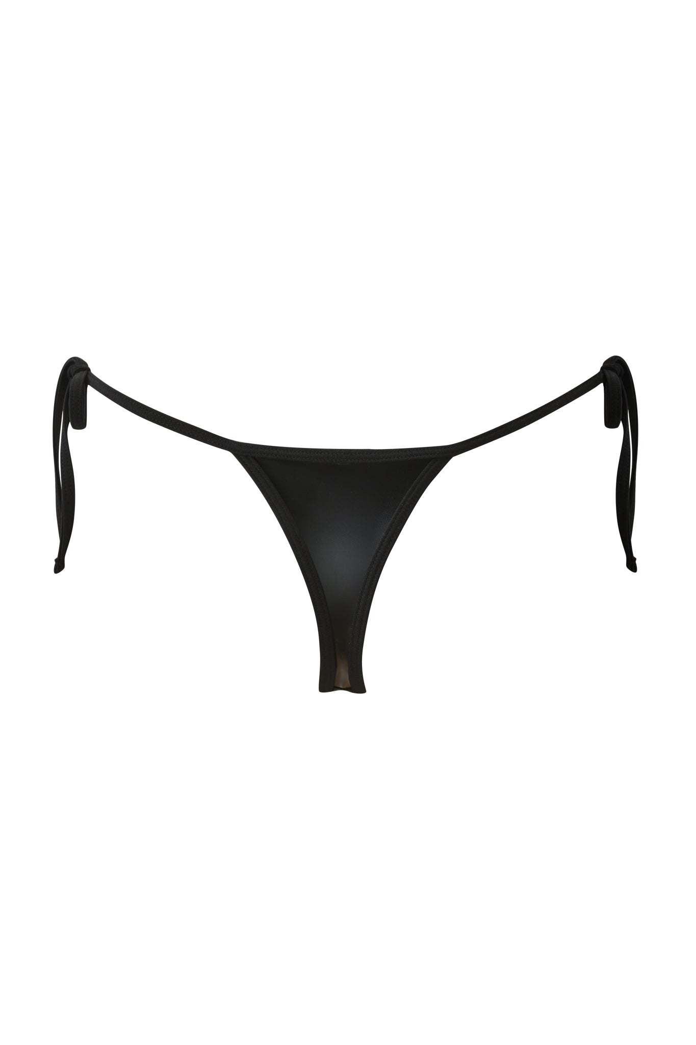 The ALOHI BIKINI BOTTOM - BLACK by I.AM.GIA is a cheeky swim bottom with adjustable side ties, shown on a white background.