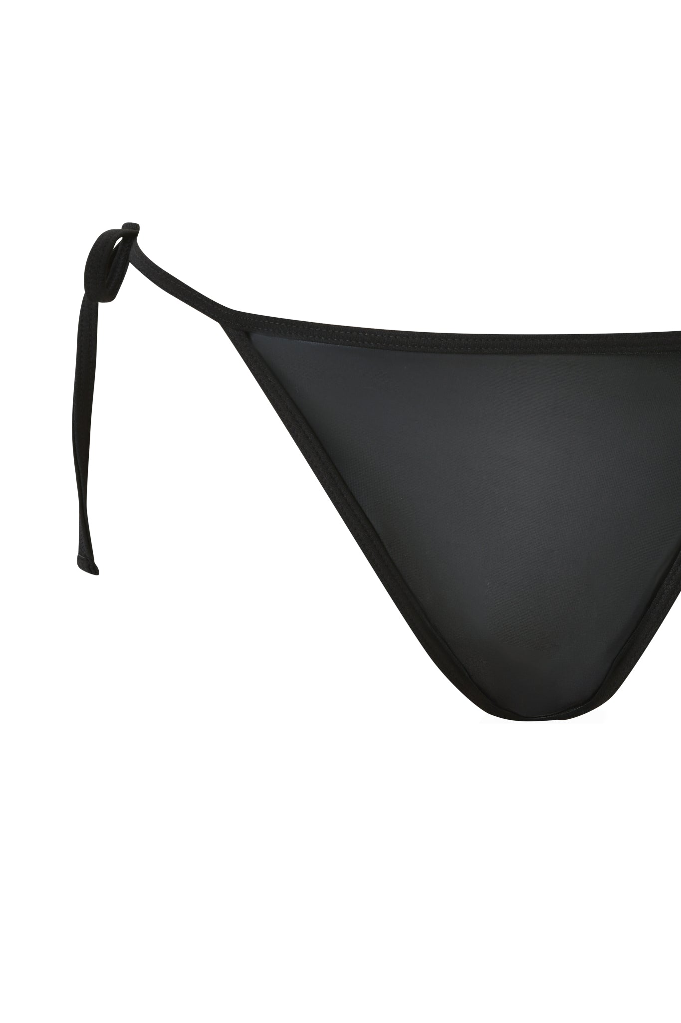 Close-up of the I.AM.GIA ALOHI BIKINI BOTTOM in black, featuring a cheeky silhouette and side tie on the left, shown isolated on a white background.