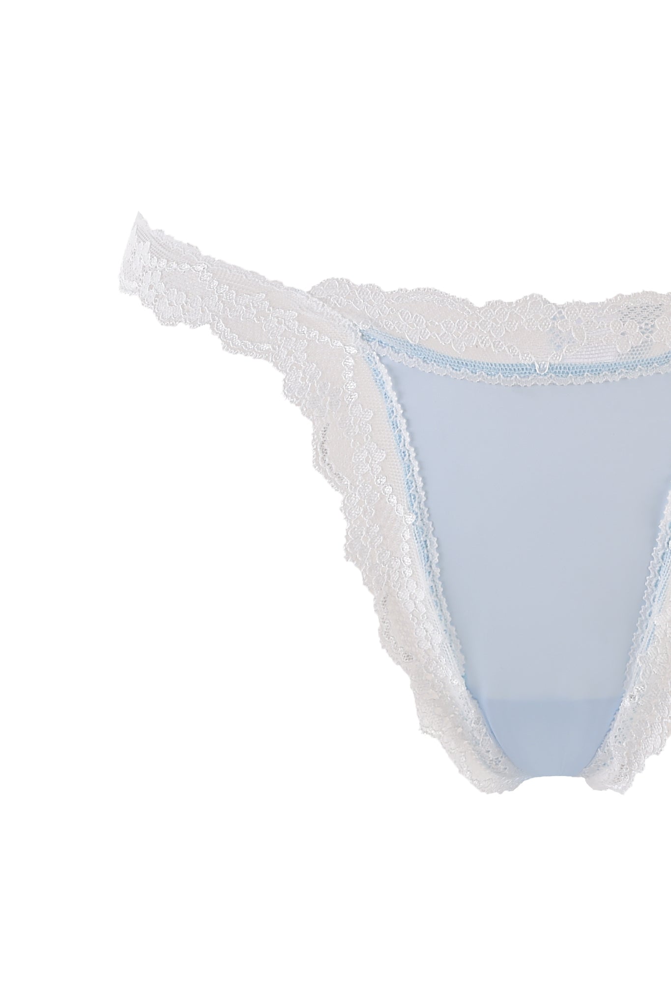 LOLO 2 PIECE SET - BLUE by I.AM.GIA, featuring light blue lace-trimmed lingerie with satin details, partially displayed against a white background.